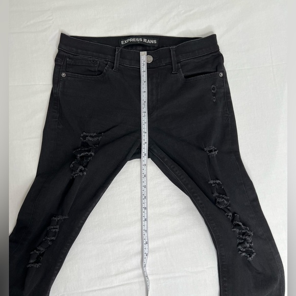 Express Legging Jeans Distressed Womens 8s Mid Rise Dark Blue Denim Stretch - Picture 6 of 9